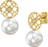 The Pearl Source White South Sea Pearl & Diamond Faye Earrings