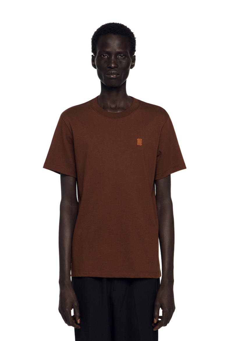 Leather logo T-shirt, Main, color, Ginger bread