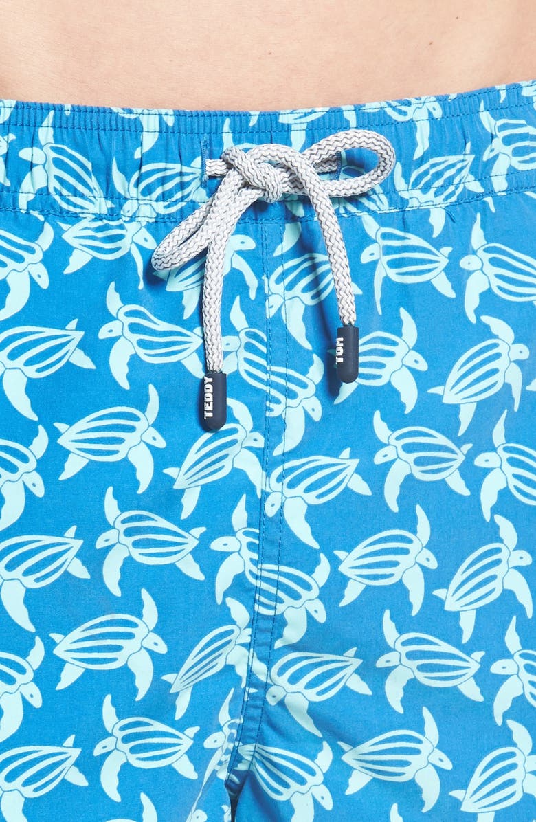 Tom & Teddy Turtle Print Swim Trunks, Alternate, color, 