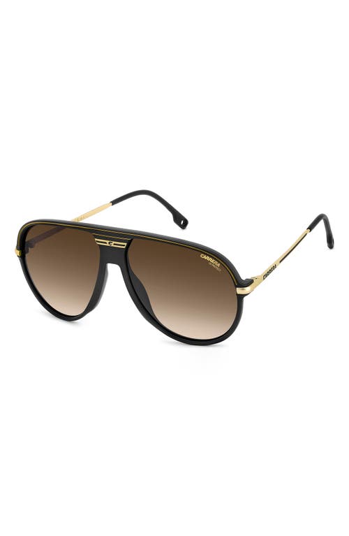 Carrera Eyewear C Sport 61mm Gradient Shield Sunglasses In Black Gold/black Brown Green