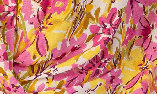 Kut From The Kloth Renata Floral Front Twist Sleeveless Button-up Top In Cordoba-pink/yo