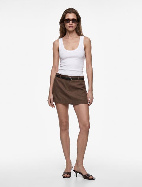 A-Line Belted Mini Linen kort