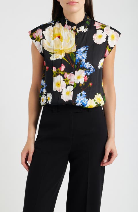 The Chloe Moon Flower Silk Blend Button-Up Shirt