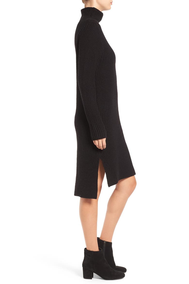 Mock Neck Knit Sweater Dress, Alternate, color, BLACK