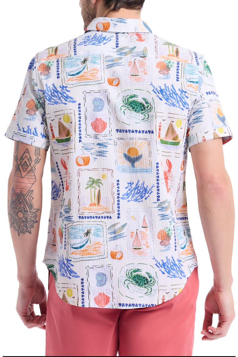 Isla Vista Short Sleeve Seersucker Button-Up Shirt, Alternate, color, MULTI
