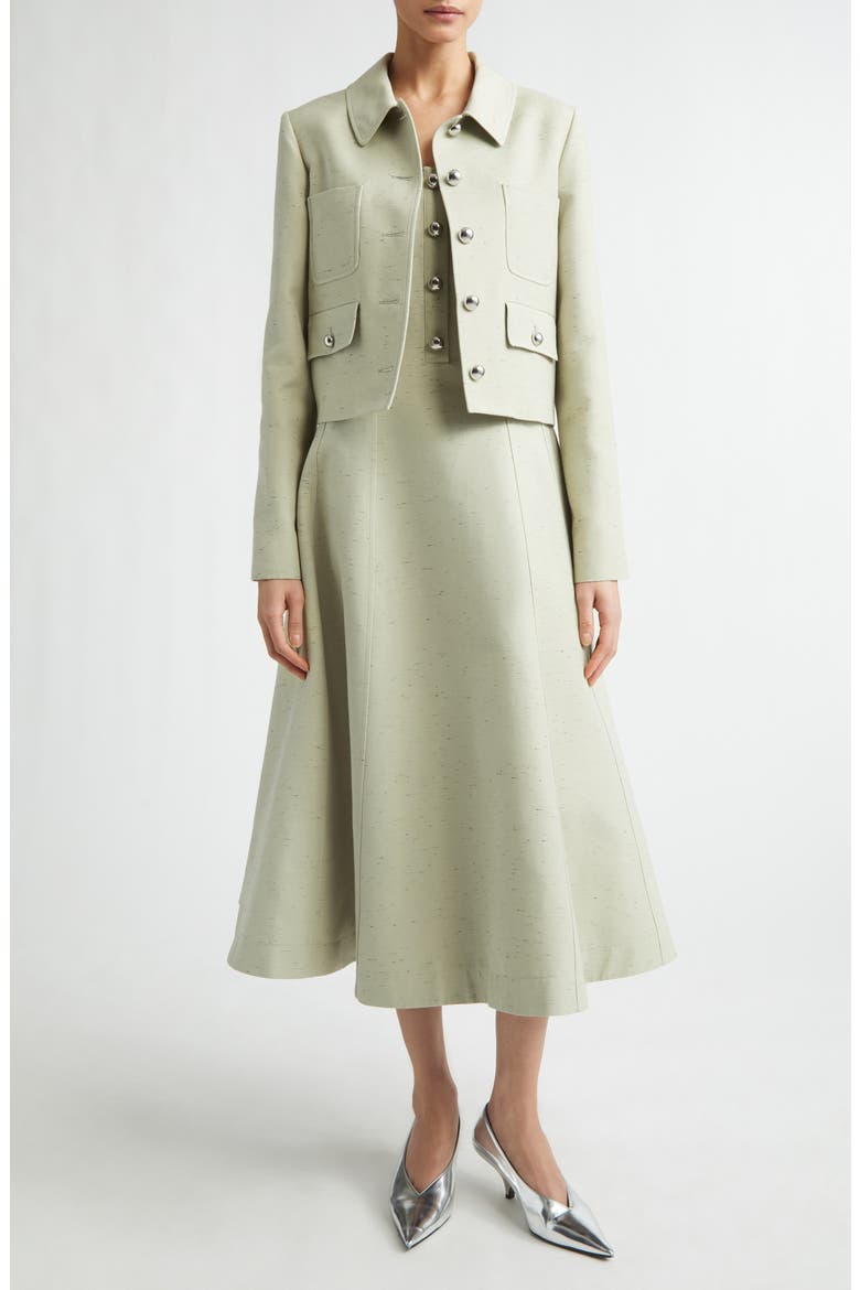 Astley Crop Flecked Cotton Blend Jacket, Alternate, color, GREEN LILY