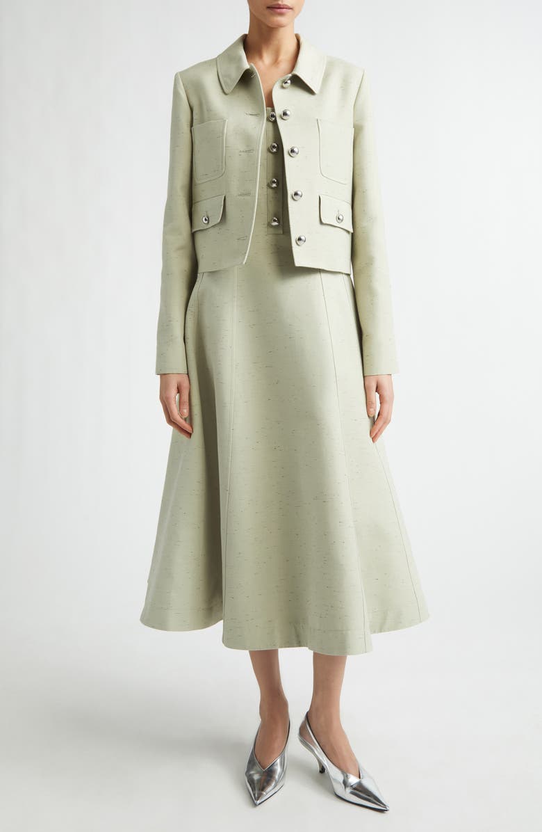 Altuzarra Astley Crop Flecked Cotton Blend Jacket, Alternate, color, Green Lily