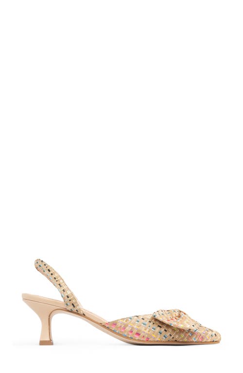 Patricia Green London Bow Pointed Toe Kitten Heel Pump In Rainbow Raffia