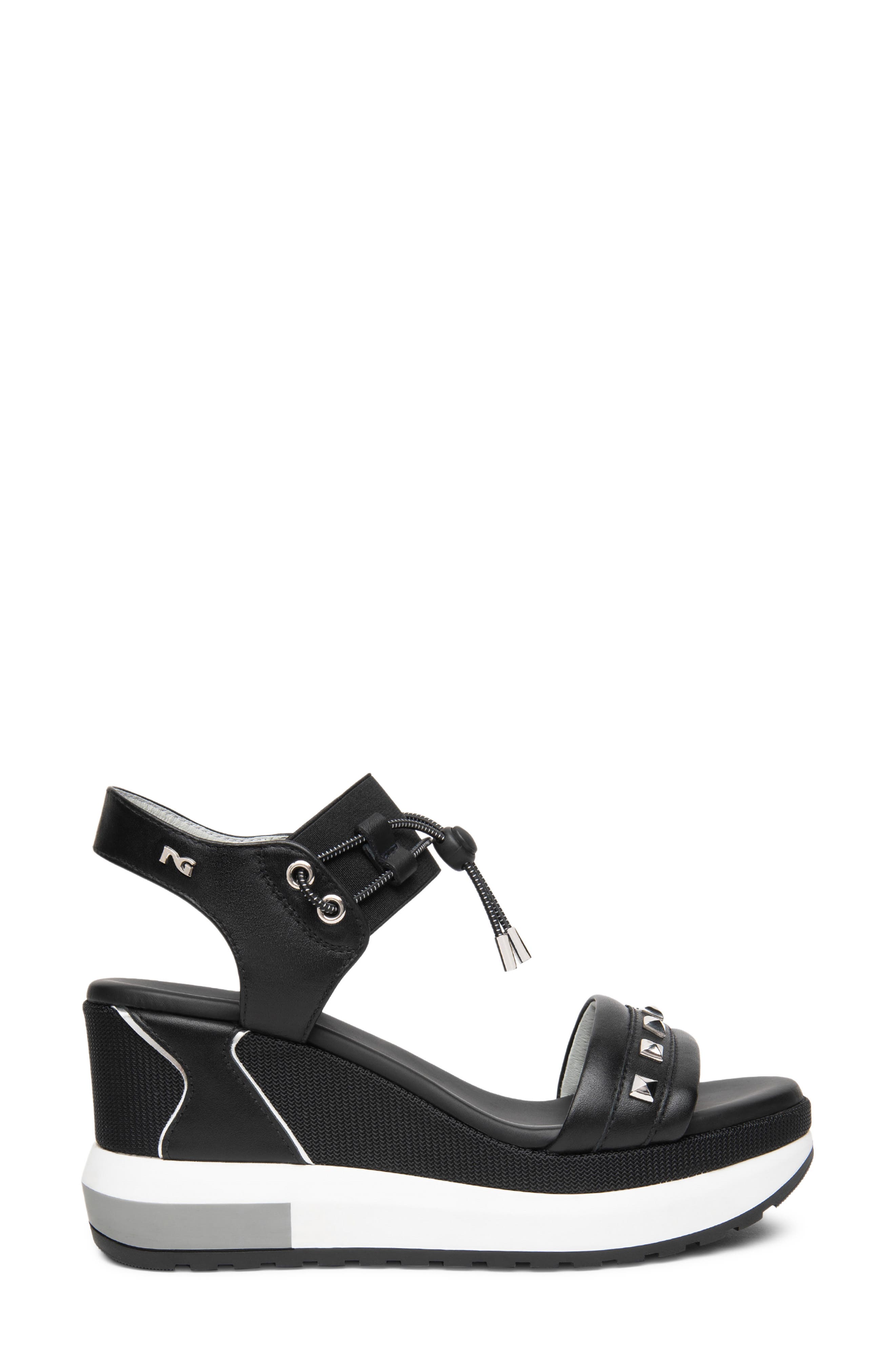 NeroGiardini Platform Wedge Sandal, Alternate, color, Black