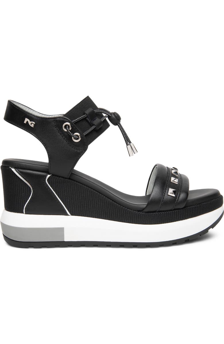 NeroGiardini Platform Wedge Sandal, Alternate, color, Black