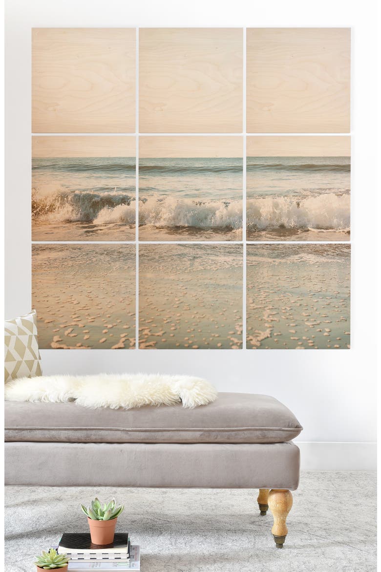 Fade Away 9-Piece Wood Wall Mural, Alternate, color, BLUE
