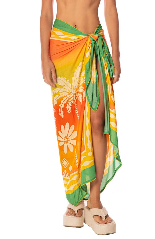Maaji Tropical Landscape Isla Print Cover-up Pareo In Orange