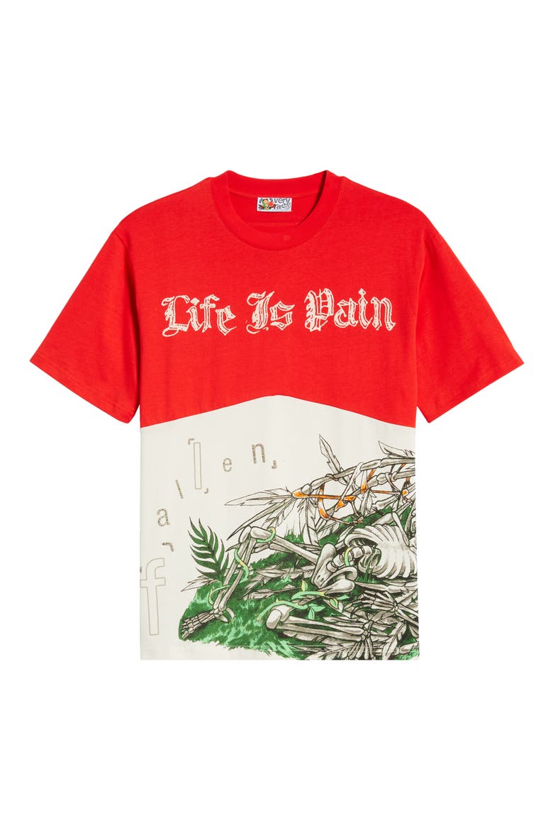 Life is Pain Cotton T-Shirt, Main, color, RED