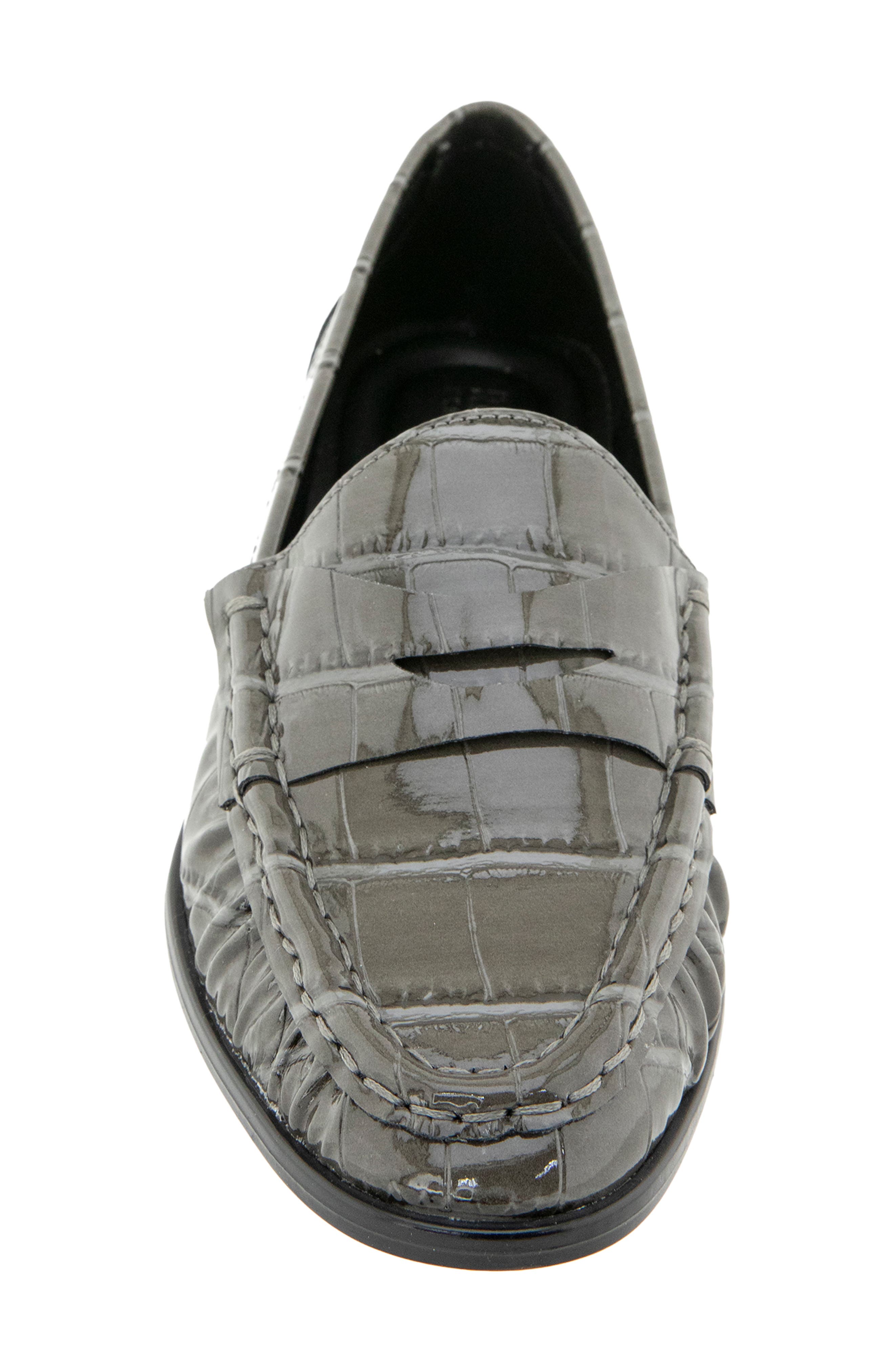 Zoila Penny Loafer, Alternate, color, DARK GREY CROCO