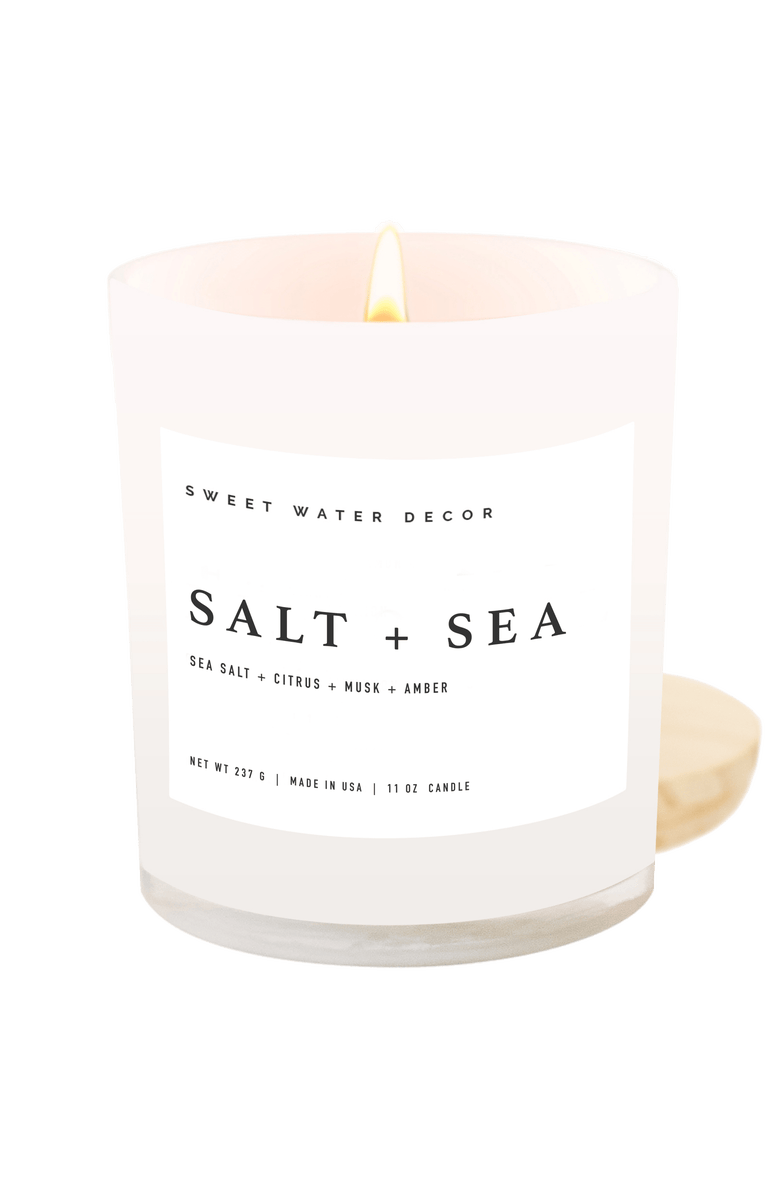 SWEET WATER DECOR 11oz White Jar Candle - Spa Scents, Main, color, Salt And Sea