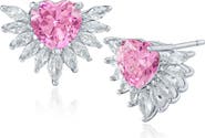 CZ by Kenneth Jay Lane Cubic Zirconia Heart Burst Stud Earrings