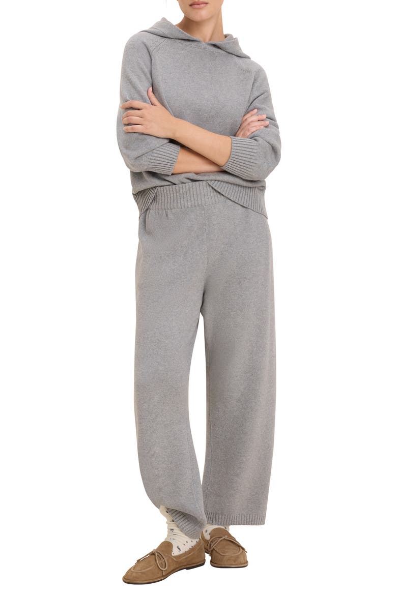 Billie High Waist Wide Leg Cotton Sweater Pants, Alternate, color, GREY HEATHER
