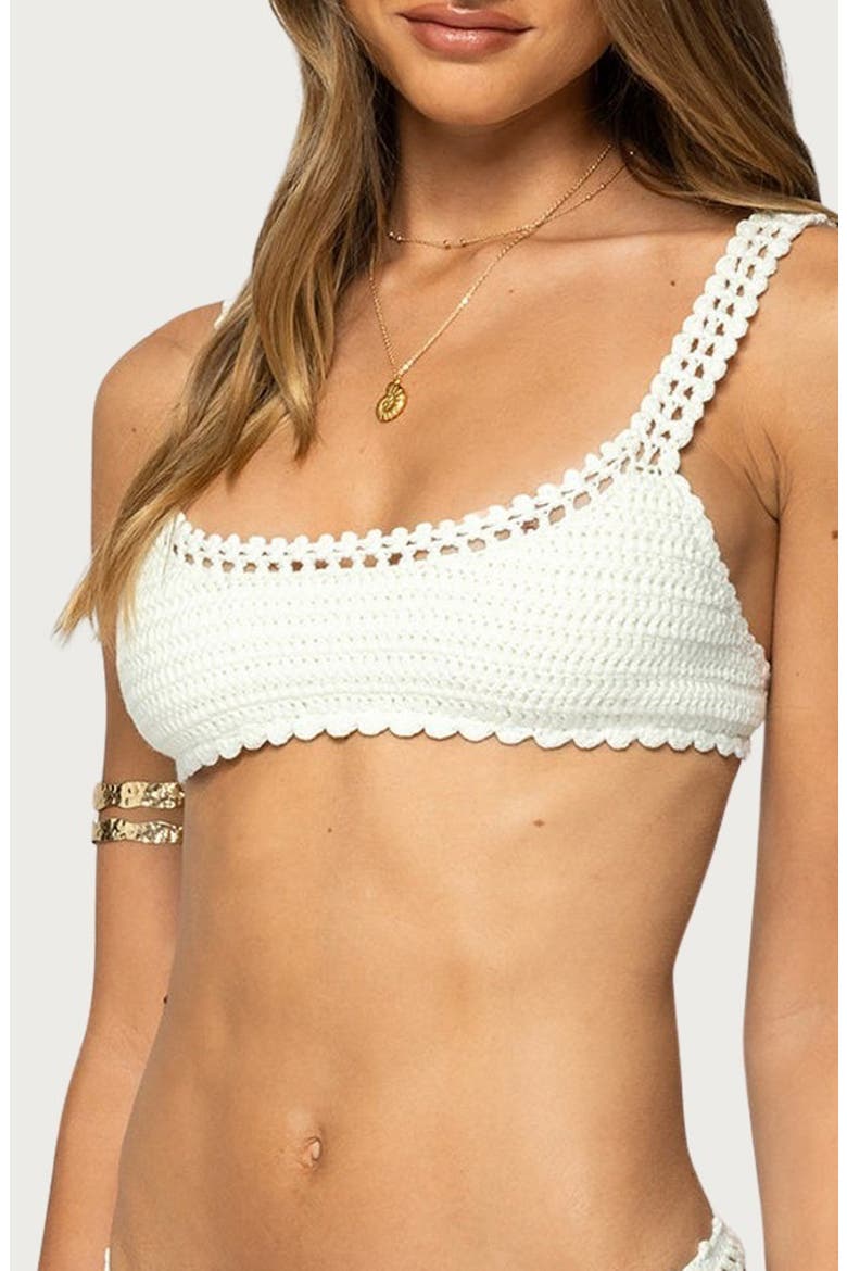 Enzo Crochet Bralette Bikini Top, Alternate, color, WHITE