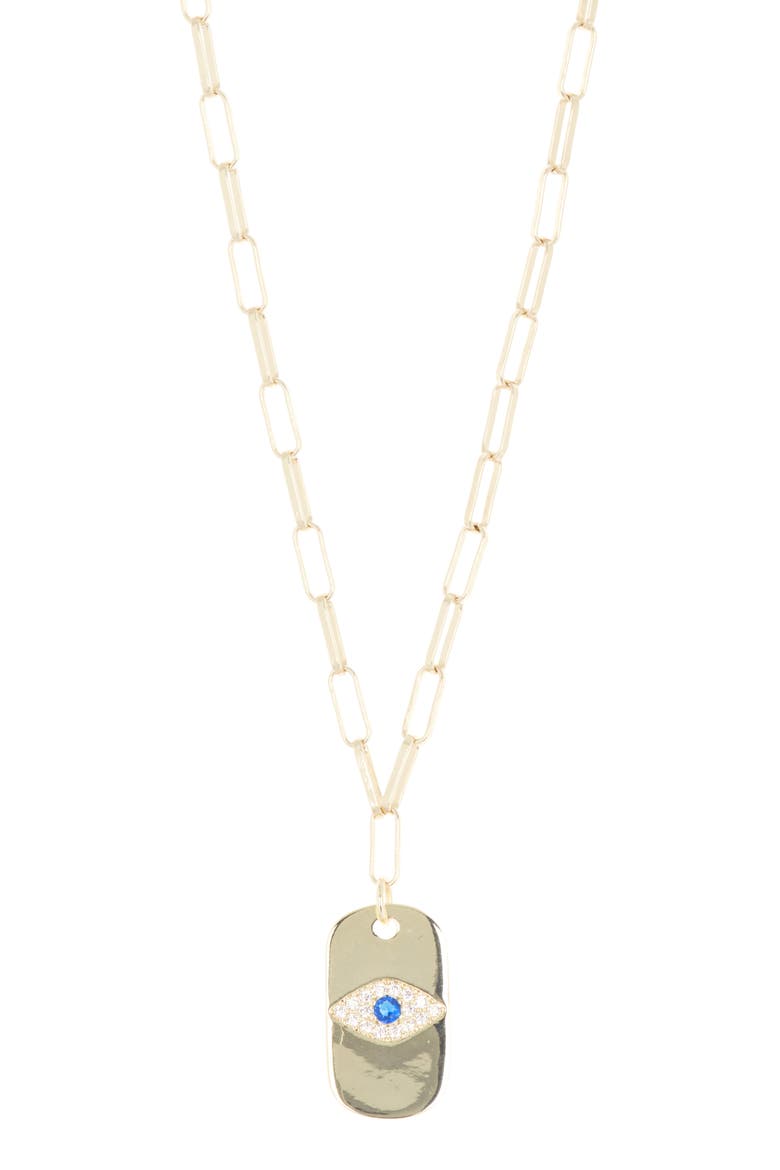 CZ Evil Eye Pendant Necklace, Main, color, 18KT YELLOW PLATED BRASS