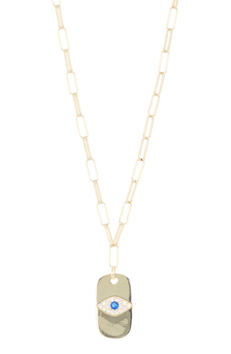 Juvell CZ Evil Eye Pendant Necklace, Main, color, 18Kt Yellow Plated Brass