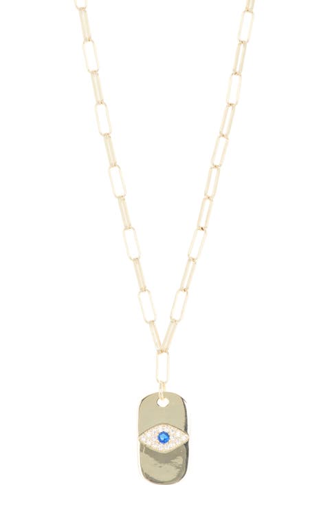 CZ Evil Eye Pendant Necklace