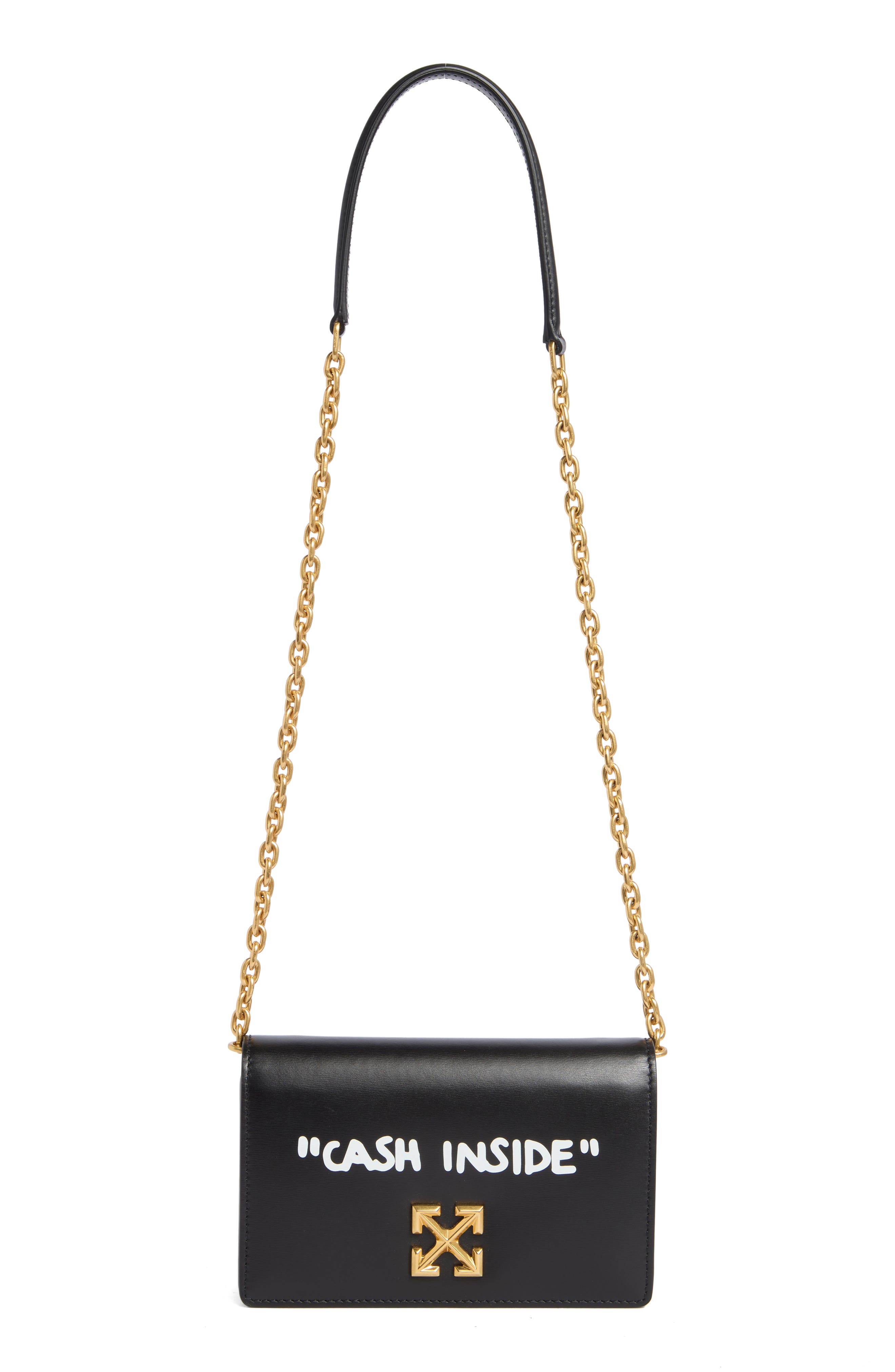 Off-White Jitney 0.5 Quote Leather Shoulder Bag, Main, color, 