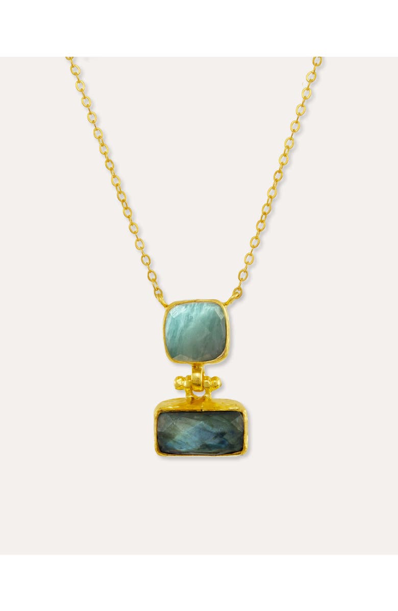Ottoman Hands Nerissa Aqua Chalcedony Pendant Necklace, Main, color, Gold