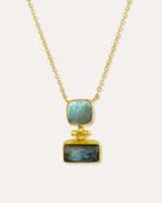 Ottoman Hands Nerissa Aqua Chalcedony Pendant Necklace