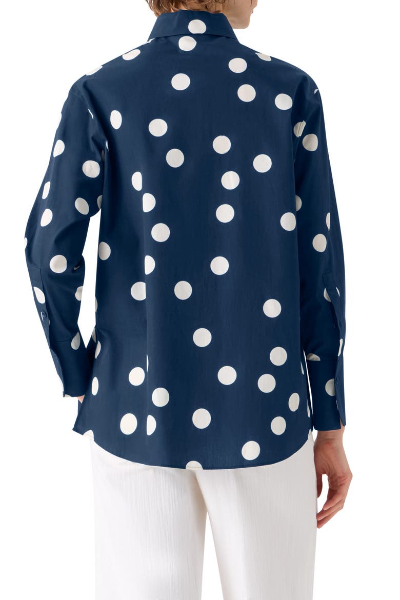 Polka Dot Cotton Poplin Button-Up Shirt, Alternate, color, DARK BLUE-CREAM