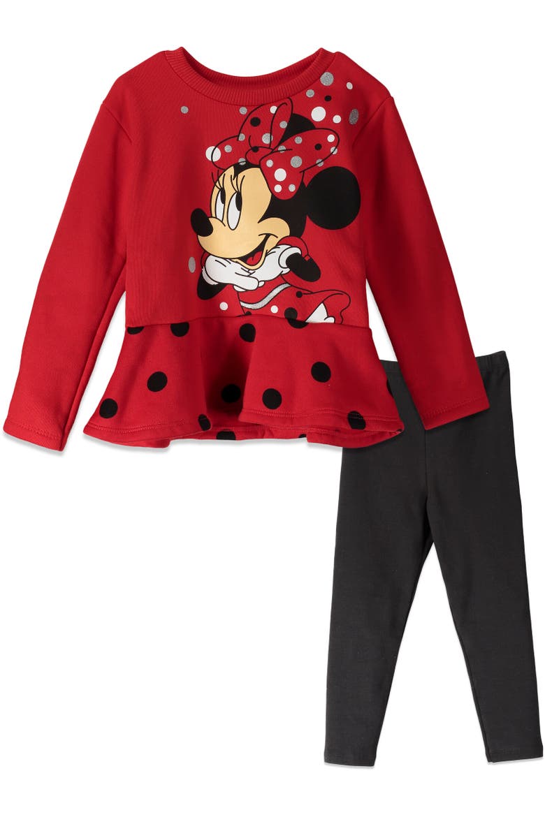 Minnie Mouse Sweatshirt & Leggings Set, Main, color, Red/Black