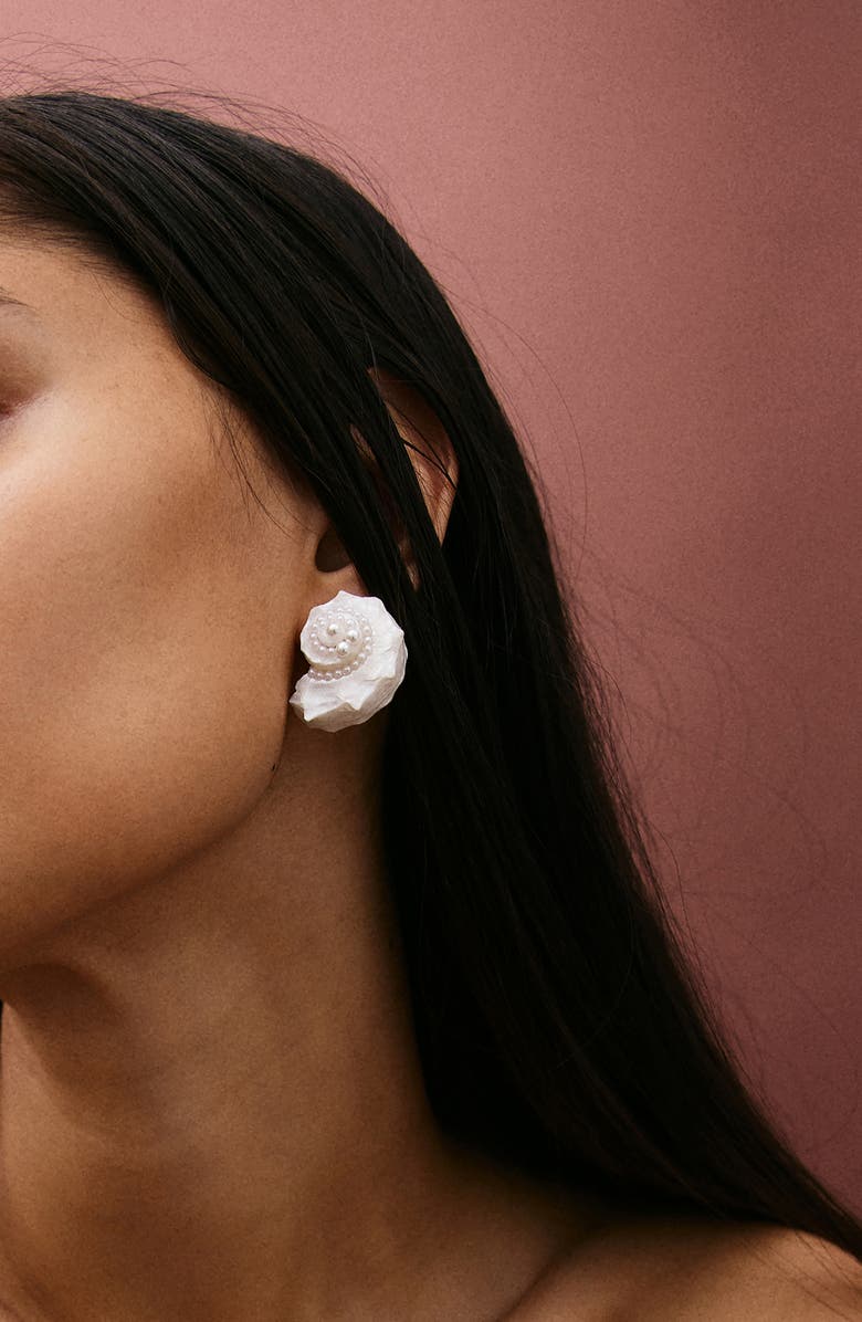 BaubleBar Santana Faux Pearl Statement Earrings, Alternate, color, White