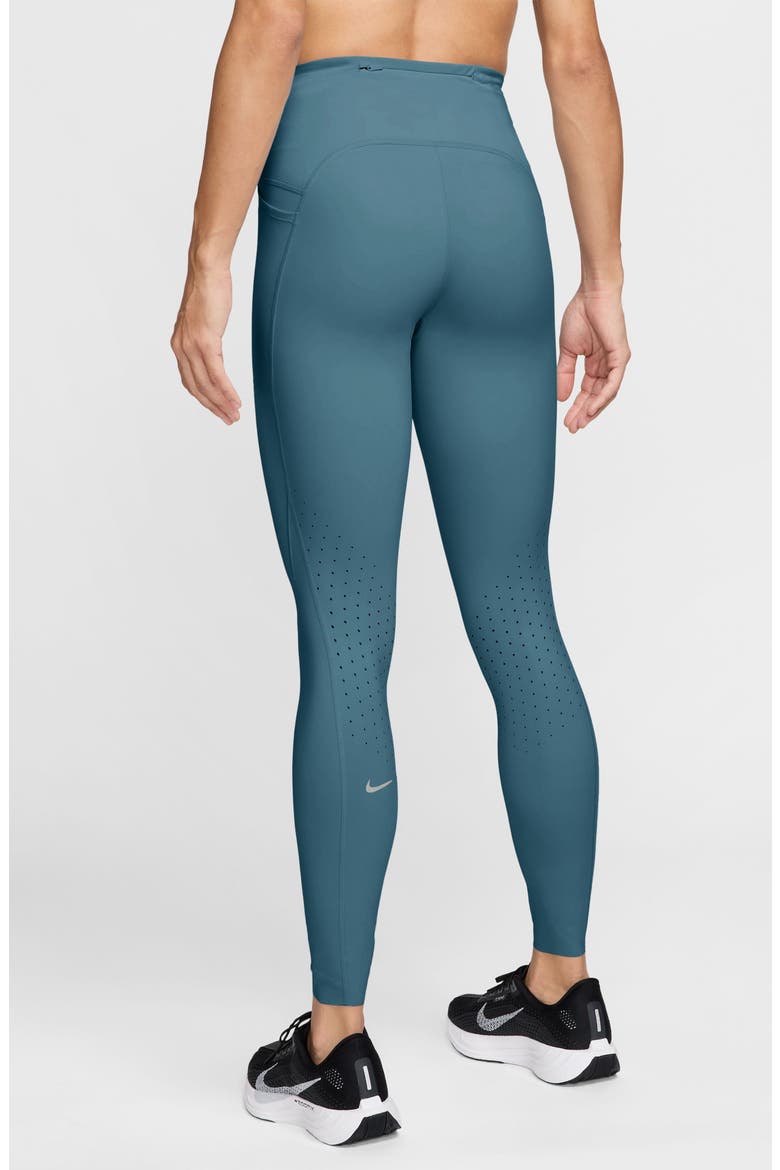 Swift High-Waisted Pocket 7/8 Running Leggings, Alternate, color, SMOKEY BLUE/ REFLECTIVE SILV