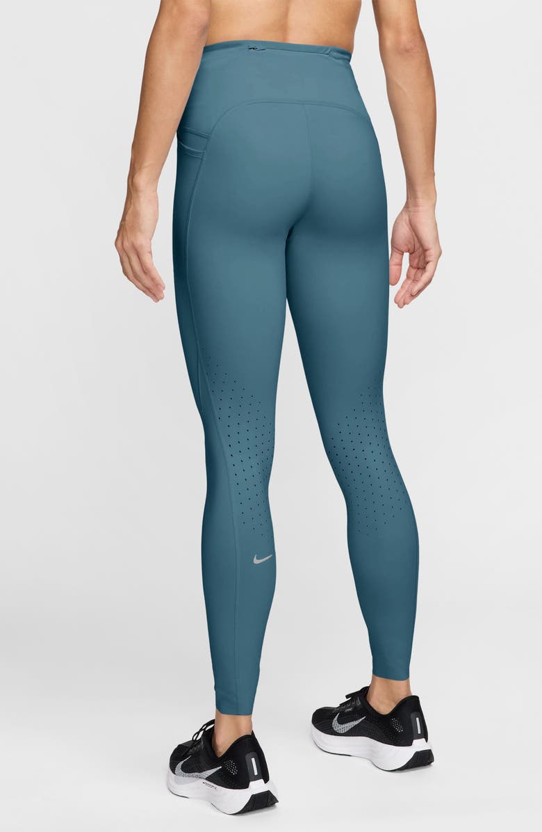 Nike Swift High-Waisted Pocket 7/8 Running Leggings, Alternate, color, Smokey Blue/ Reflective Silv