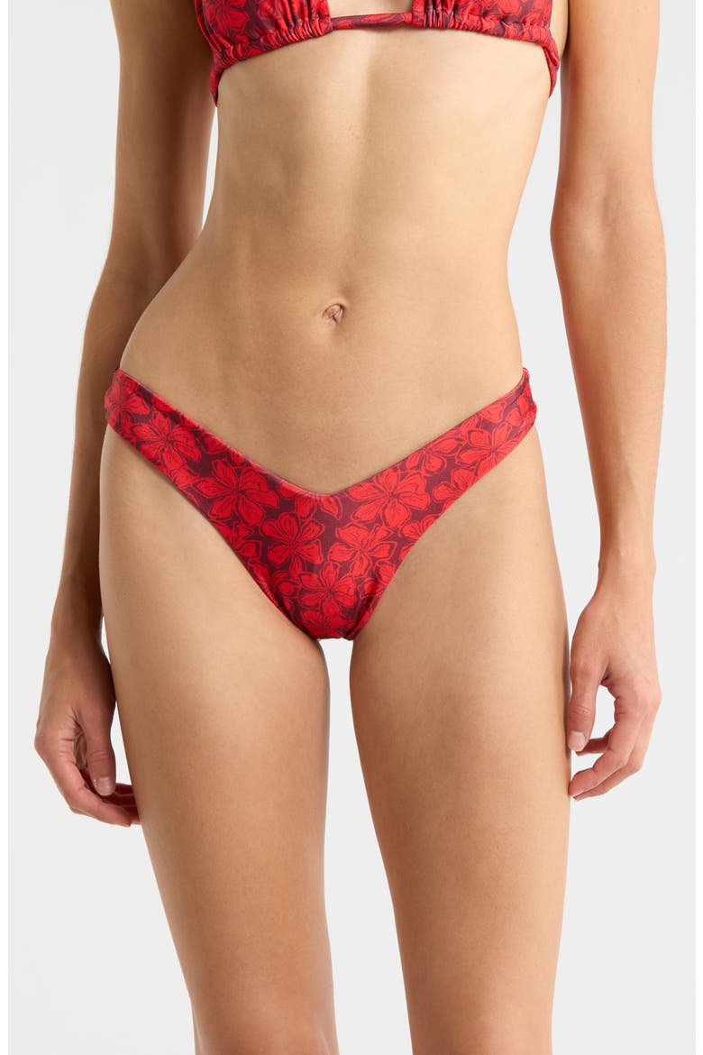 Y-Cut Thong Bikini Bottoms, Main, color, SASSY SANGRIA