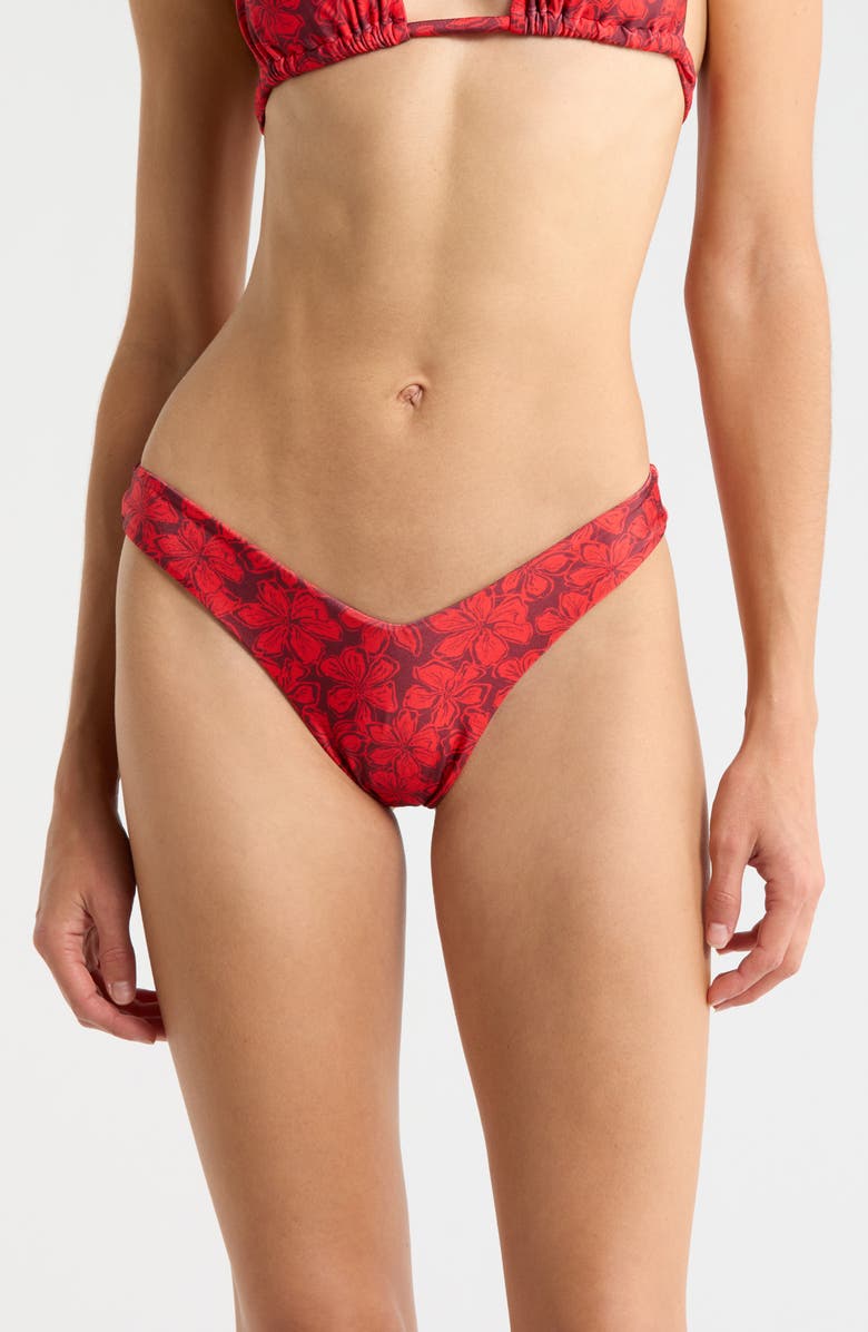 Kulani Kinis Y-Cut Thong Bikini Bottoms, Main, color, Sassy Sangria
