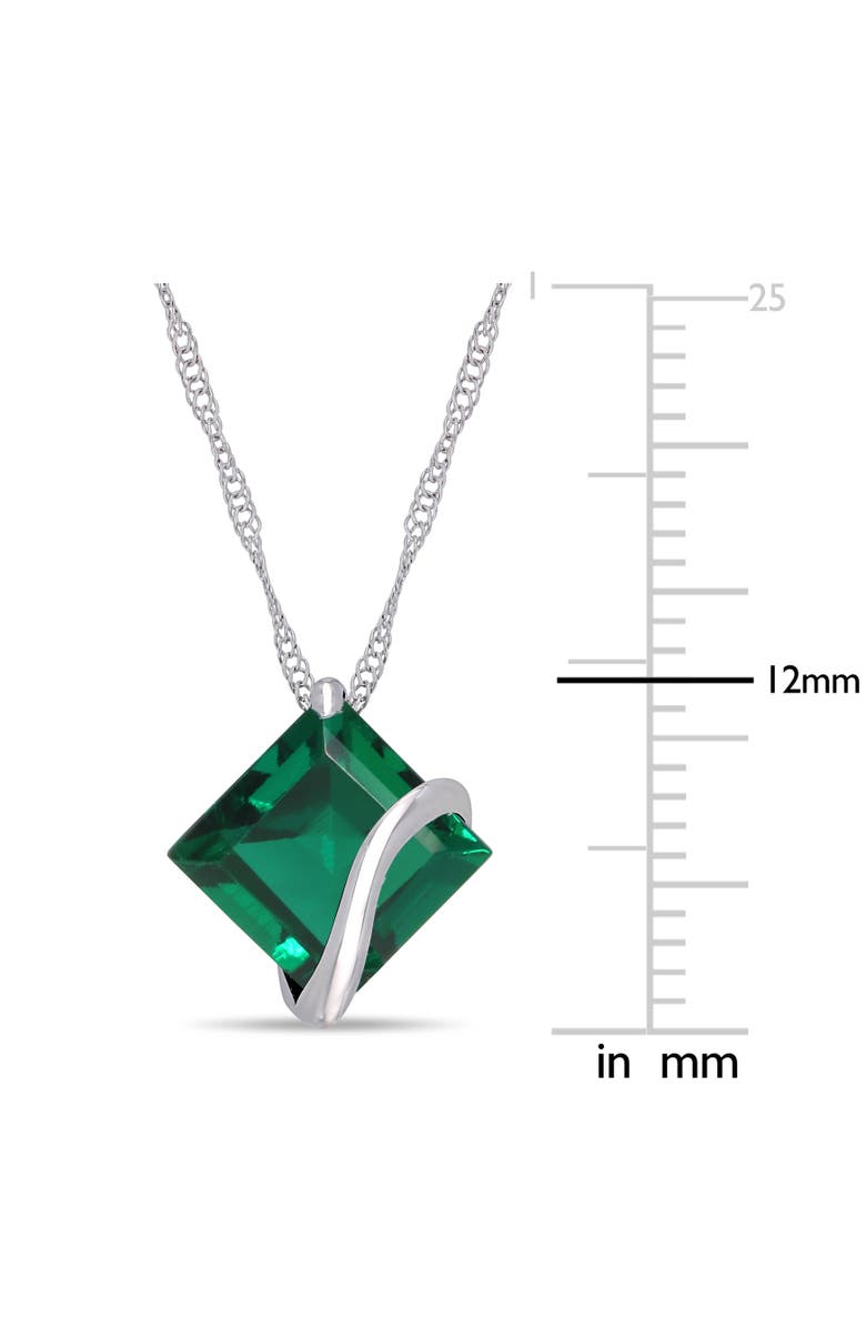 Julianna B. Gemstone Square Solitaire Necklace 10K, Alternate, color, Created Emerald