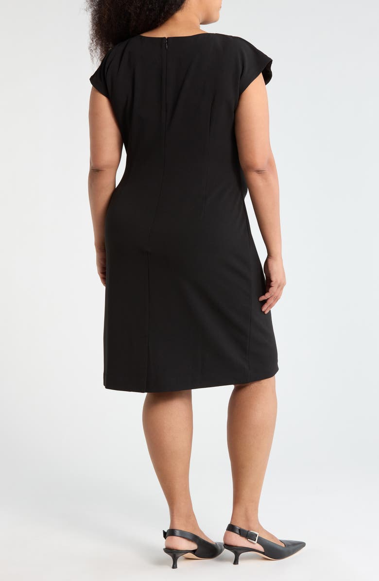 NORDSTROM RACK Pleat Waist Knit Dress, Alternate, color, Black