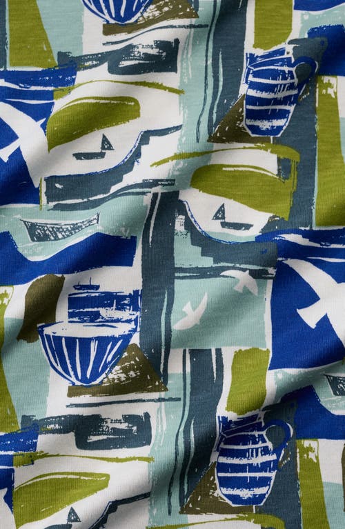 Seasalt Cornwall Kellow Print Three Quarter Sleeve Jersey Top In Blue