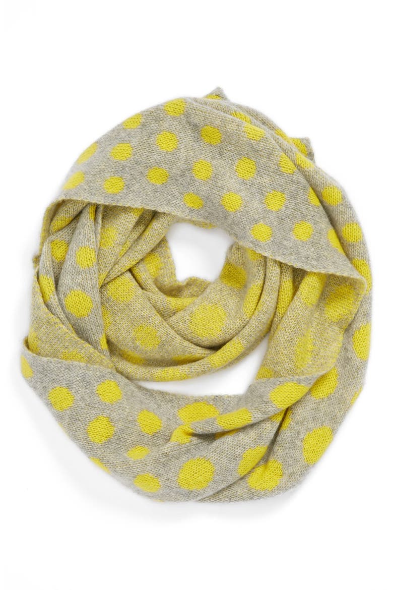 Dot Cashmere Infinity Scarf, Main, color, GREY/ YELLOW