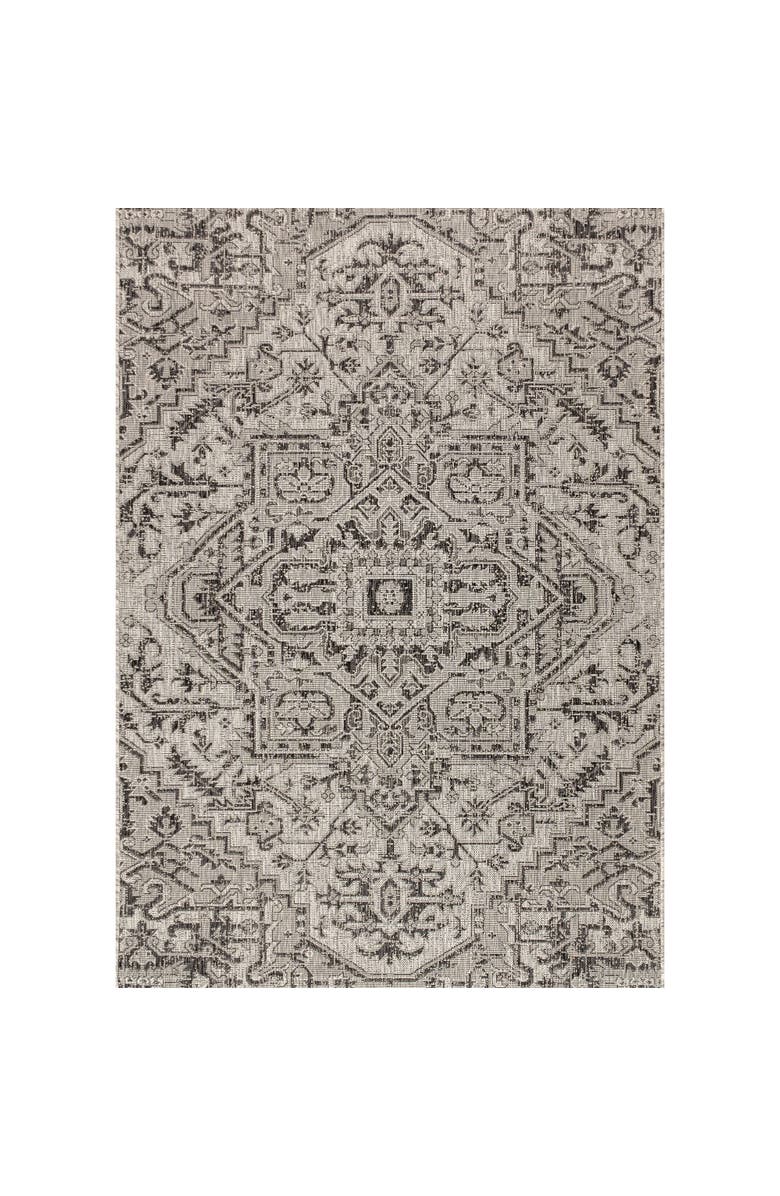 JONATHAN Y Estrella Bohemian Medallion Textured Weave Indoor/Outdoor Area Rug, Main, color, Black/Gray