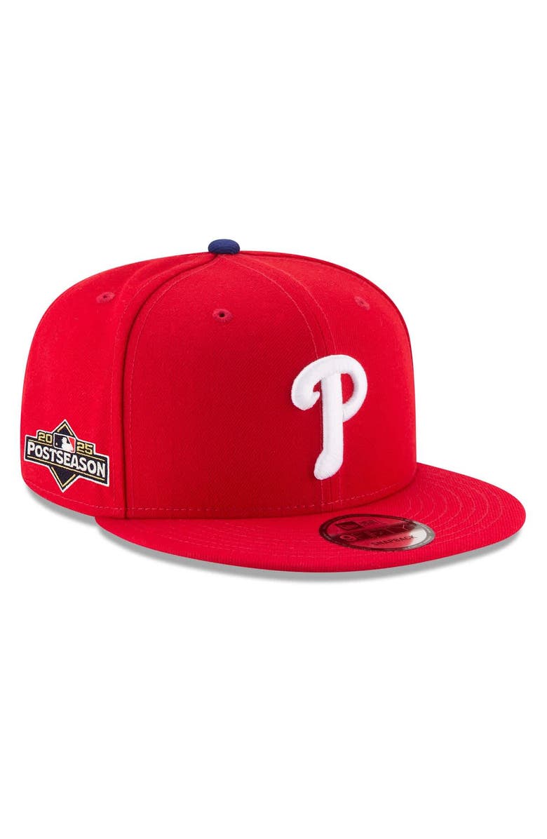 New Era Men's New Era Red Philadelphia Phillies 2025 MLB Postseason Side Patch 9FIFTY Snapback Hat, Main, color, 