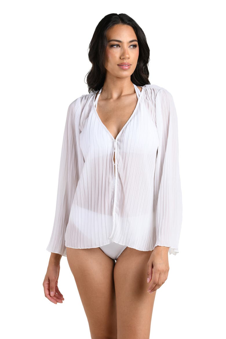 Sunbeams Pleat Cover-Up Shirt, Alternate, color, WHITE