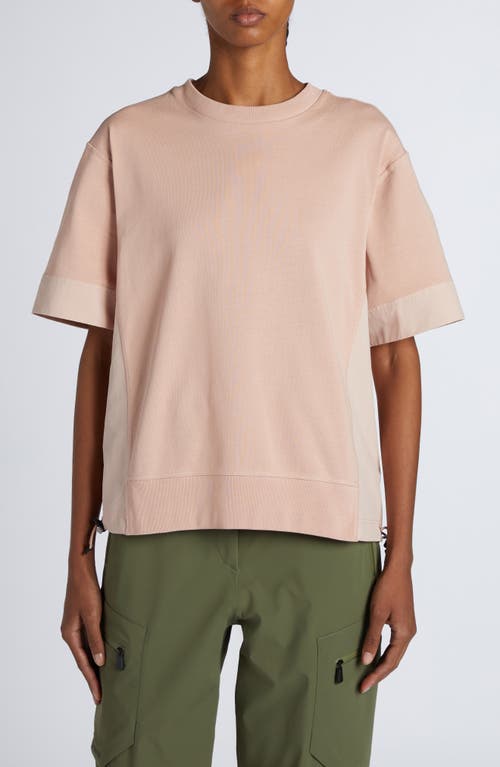 Moncler Grenoble Logo Drawcord Hem Cotton T-shirt In Rose Quicksand