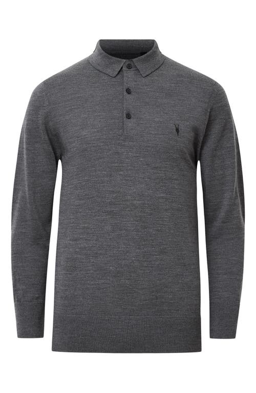Allsaints Mode Regular Fit Merino Wool Long Sleeve Polo Sweater In Monument Grey