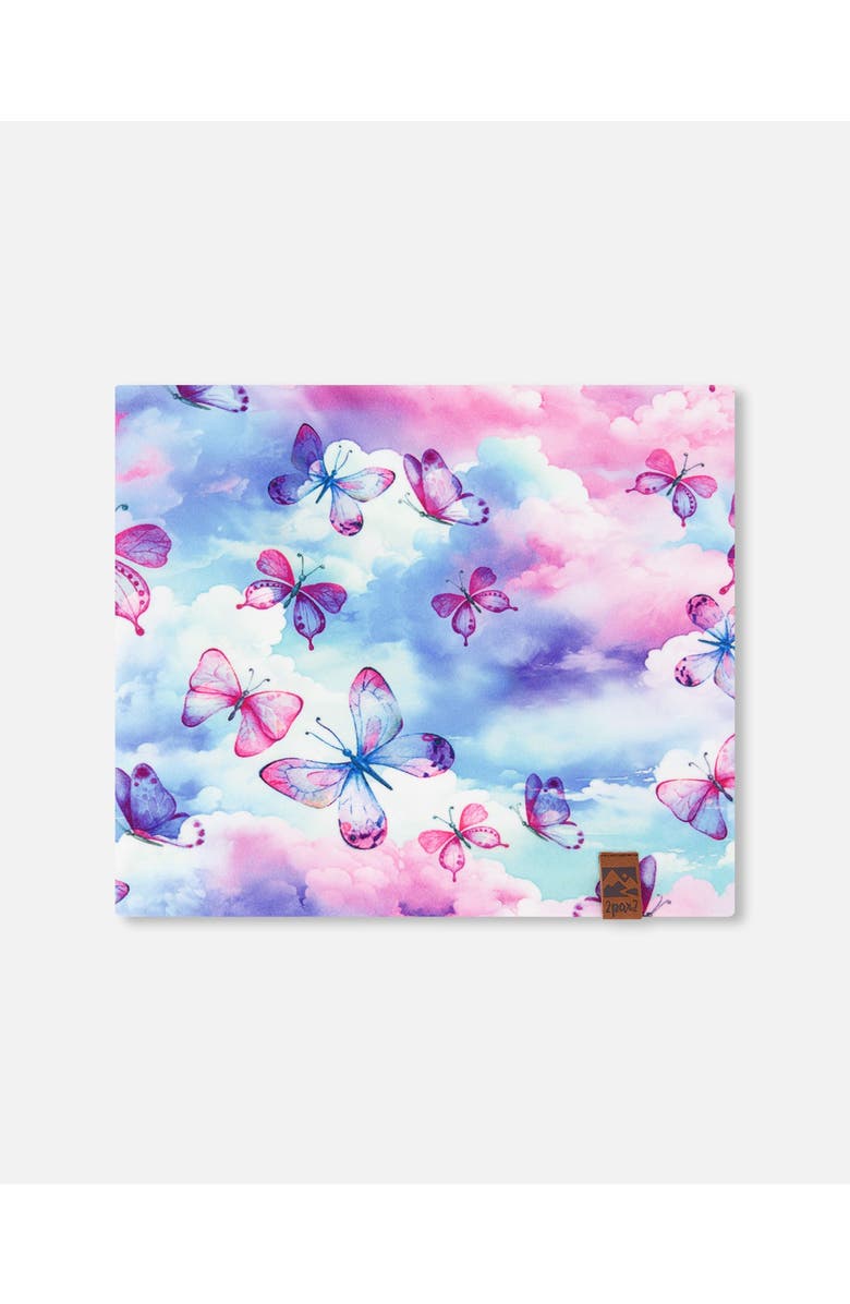 Deux par Deux Girl's Printed Neck Tube Butterflies On Multicolored Background, Main, color, 