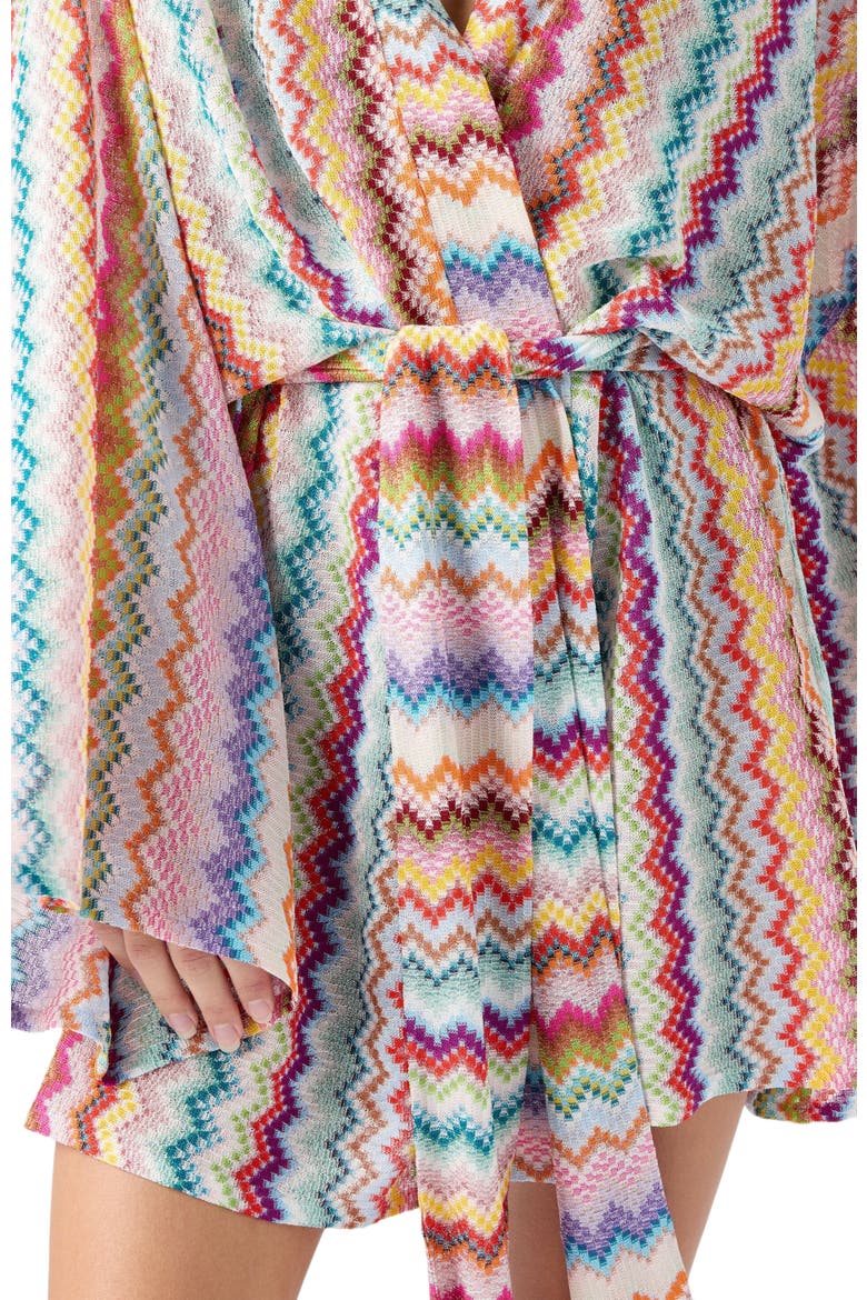 Short Cover-up In Lamé Viscose With Pixel-effect Zigzag Pattern, Alternate, color, Multicoloured