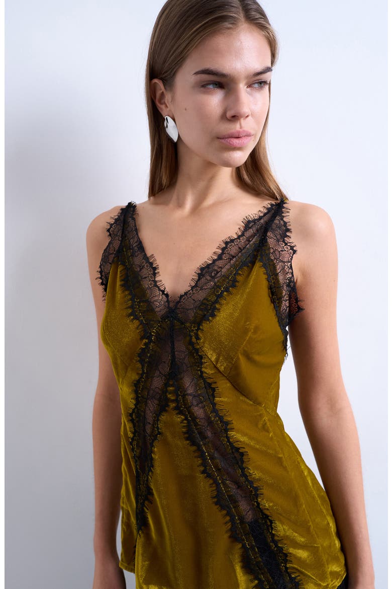 Velvet & Lace Camisole, Alternate, color, OLIVE