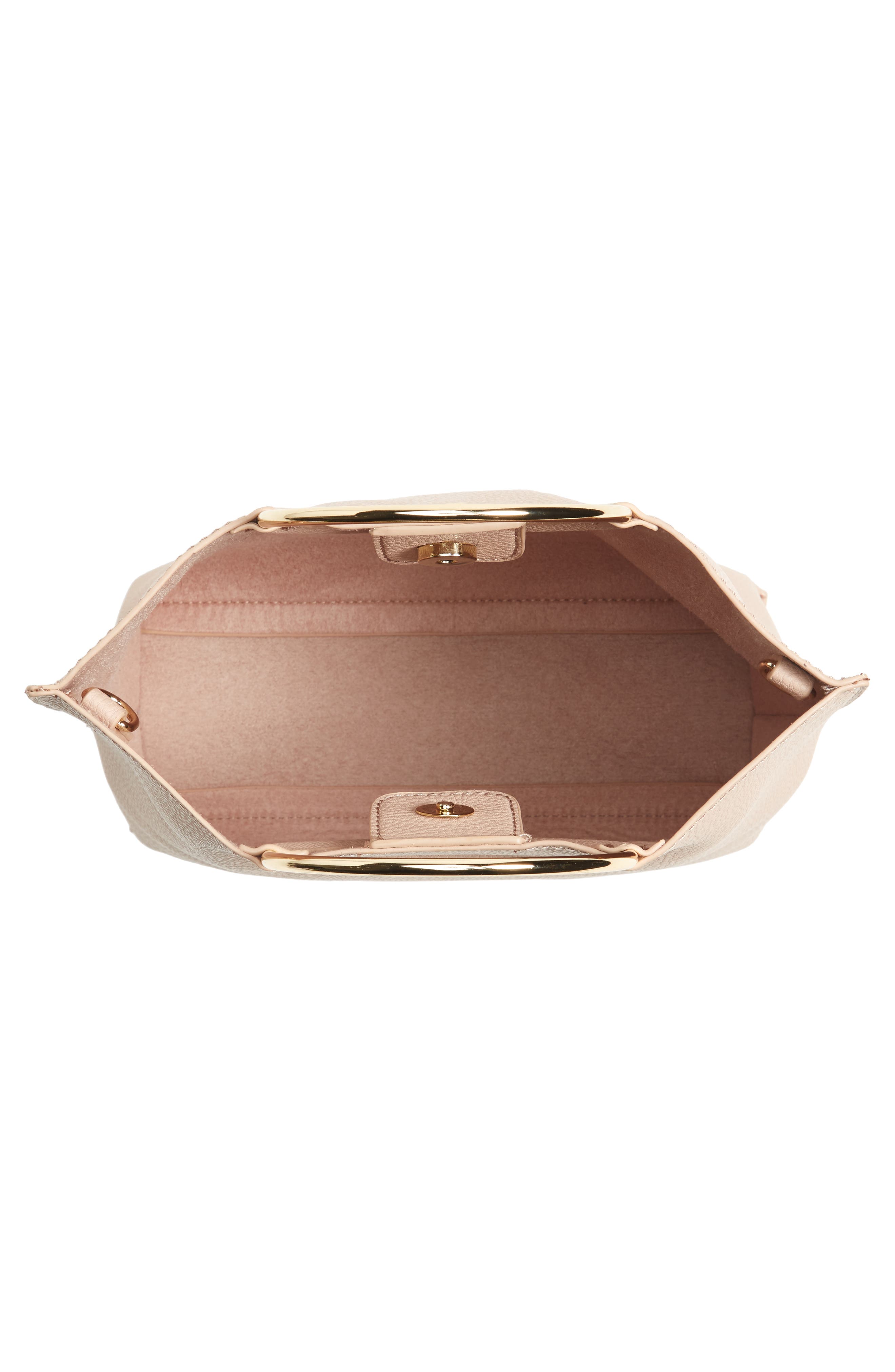 Metal Handle Faux Leather Crossbody Bag, Alternate, color, BLUSH