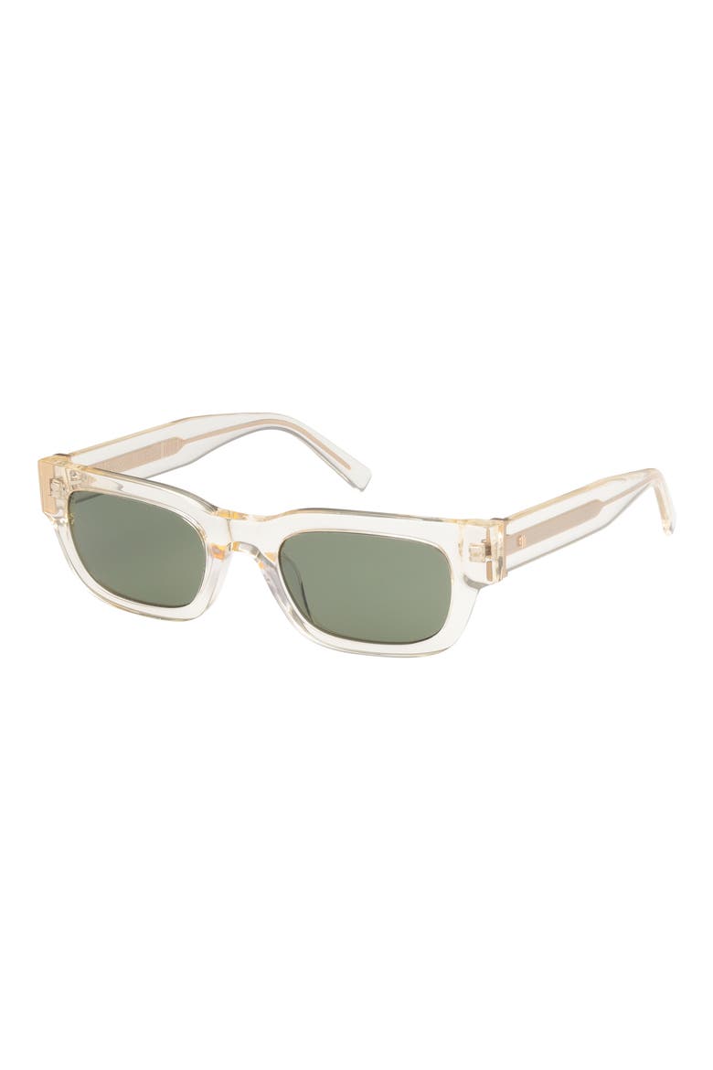 51mm Square Sunglasses, Alternate, color, CRYSTAL / GREEN LENS