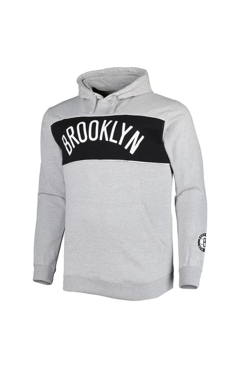 FANATICS Men's Fanatics Branded Heather Gray Brooklyn Nets Big & Tall Wordmark Pullover Hoodie, Alternate, color, Heather Gray